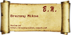 Brezsny Miksa névjegykártya